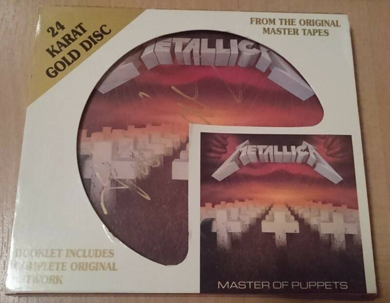 Metallica   24K Gold Disc Master Of Puppets CD   SIGNIERT SIGNED RARIT  T UNIKAT 