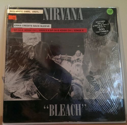 Nirvana Bleach LP Repress Red White Swirl  7  Blue Marbled