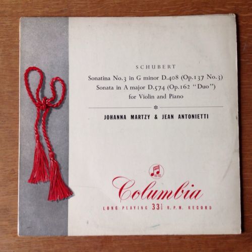 RARE   MARTZY Schubert Violin sonatas 33CX 1399 UK Columbia first issue LP EX 