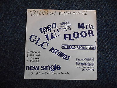 ULTRA RARE PUNK 7 INCH TELEVISION PERSONALITIES 14th FLOOR GLC RECORDS OXFORD ST