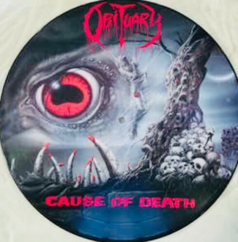 RARE OBITUARY CAUSE OF DEATH LP VINYL PICTURE DISC LTD EDITION ROADRUNNER 1990 