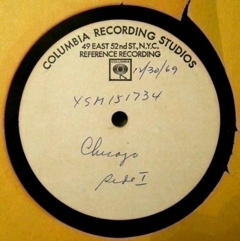 CHICAGO  1969  Rare METAL ACETATE REFERENCE RECORDING LP Chicago II Sides 1   2 