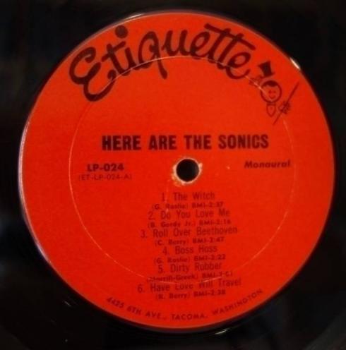 F VG The Sonics  Here Are The Sonics  ORIG MONO US RED Etiquette Garage Psych LP