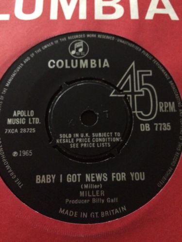 Miller Baby I Got News For You 1965 Rare 7        Original Vinyl  45rpm Psych Beat EX 