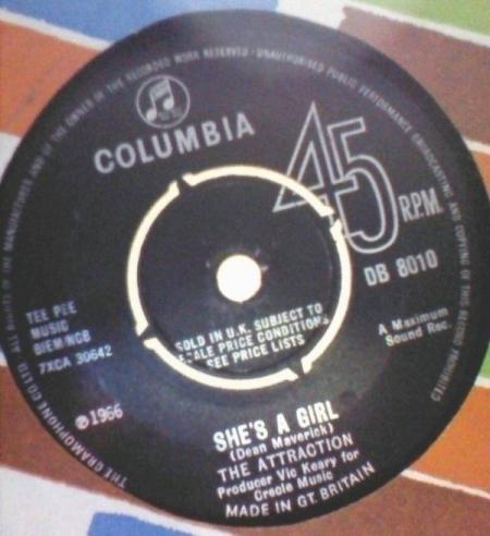 THE ATTRACTION SHES A GIRL   PARTY LINE  RARE 7  PSYCH FREAKBEAT MOD DANCER     225