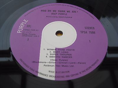 Deep Purple WHO DO WE THINK WE ARE UK LP 1st Press One Play MINT MINUS   LISTEN