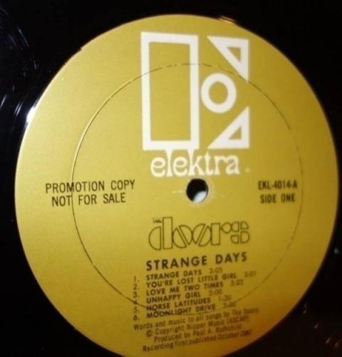 EX EX The Doors  Strange Days  PROMO MONO Labels   Promo Sticker Psych Keeper LP