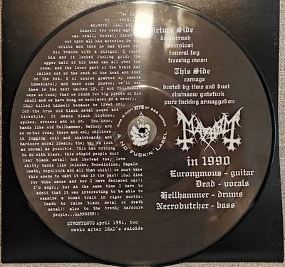 Mayhem The Dawn Of The Black Hearts LP PD Picture Disc 1997 Morbid Bathory Venom