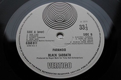BLACK SABBATH PARANOID 1st UK PRES MiNt AuDiO ViNyl VERTIGO ArChIvE PROG MONSTER