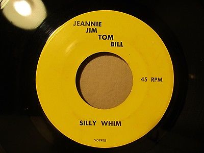 JEANNIE JIM TOM BILL Silly Whim Devotion 7  45 rpm 1960 s Garage Surf Punk RARE 