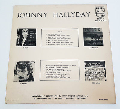 JOHNNY HALLYDAY S T LP MEGA RARE Peruvian Press NEAR MINT Diff Back Cover 1969