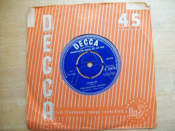 Rolling Stones  Come On  45 Record Very Rare Demo of First Single Decca F11675