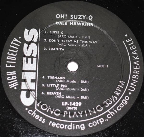 DALE HAWKINS  Oh  Suzy Q  CHESS 1429  1958  DG  Mono EX  Vinyl Rockabilly LP