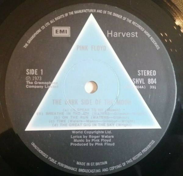 Pink Floyd LP Dark side of the moon UK Harvest 1st Press SOLID BLUE NICE COPY