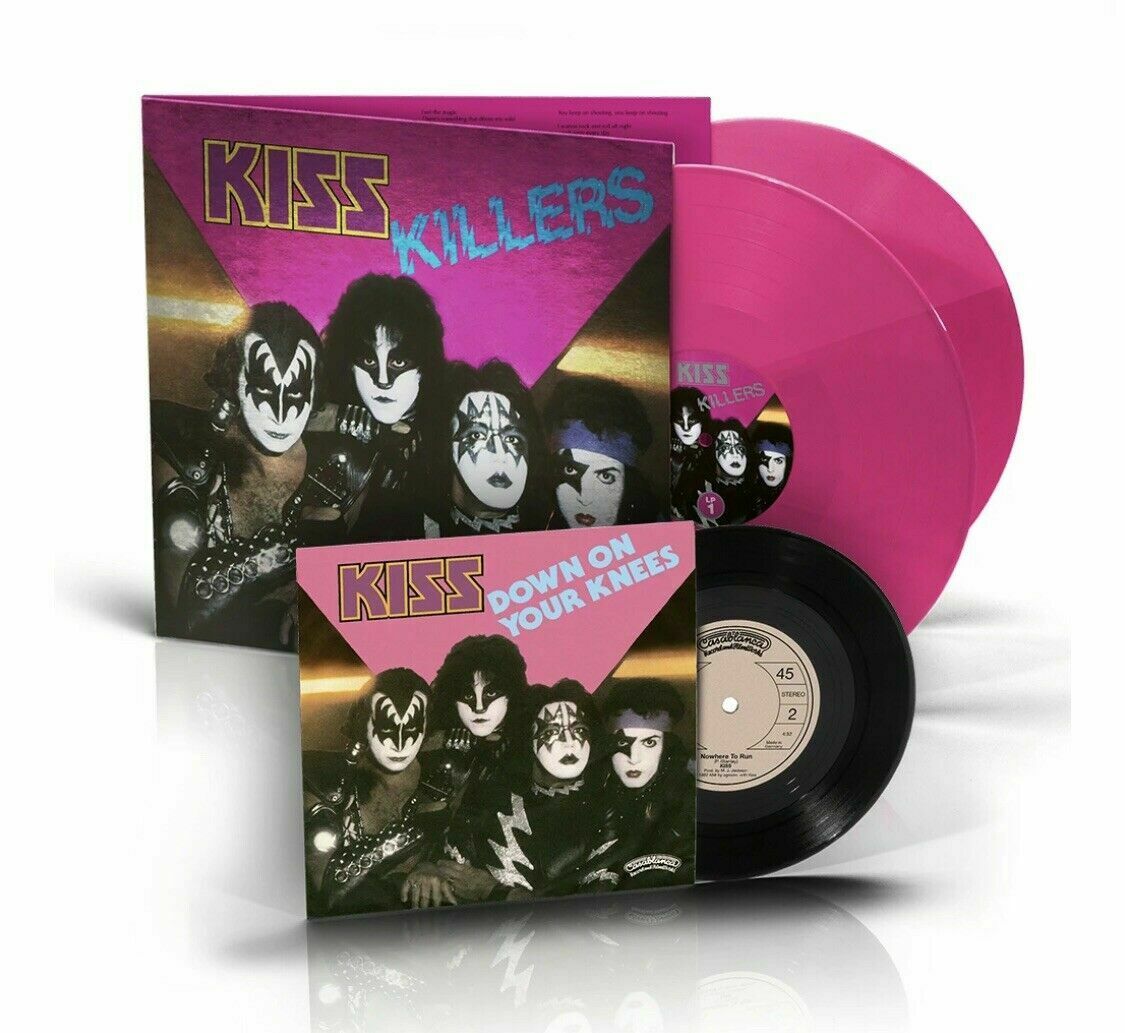 KISS KILLERS  Limited Edition Pink Vinyl Exclusive 7  Down On Your Knees   2LP