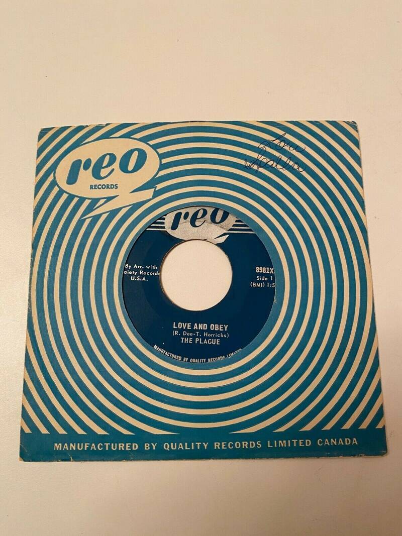 THE PLAGUE LOVE AND OBEY RARE CANADIAN GARAGE PUNK 45 RPM 