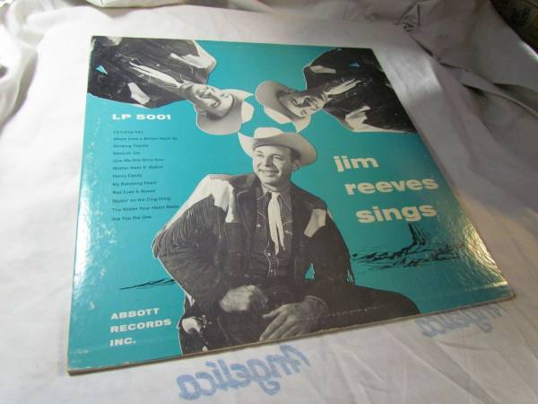 RARE COUNTRY ROCK A BILLY LP JIM REEVES SINGS 1ST PRESS ABBOTT   5001 EXC  