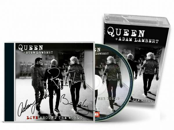 SIGNED Live Around The World CD   Cassette   Queen Adam Lambert Freddie Mercury