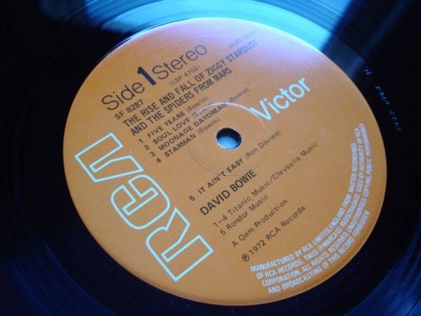 DAVID BOWIE ZIGGY STARDUST LP 72 UK RCA 1E1E TITANIC 1ST VINYL SLEEVE PERFECTION