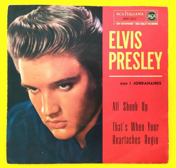 ELVIS PRESLEY  45 RPM   ITALY  45N 0612   ALL SHOOK UP   TOP RARE RED COVER 1957