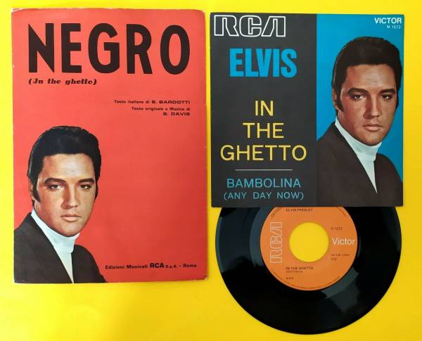 ELVIS PRESLEY  45 RPM   ITALY  45N 1572   IN THE GHETTO   RARE COPY   SHEET   