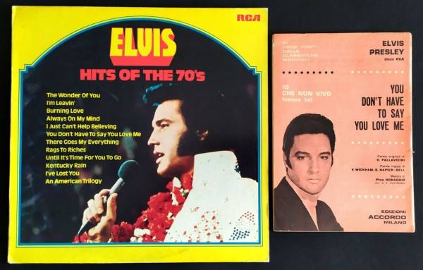 ELVIS PRESLEY  33 RPM ITALY  LPL1 7527   HITS OF THE 70 S    RARE PROMO SHEET  