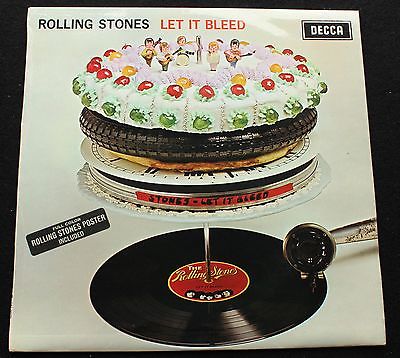 ROLLING STONES Let It Bleed UK Decca 1st pressing LP 4 W Poster Psych  MINT  
