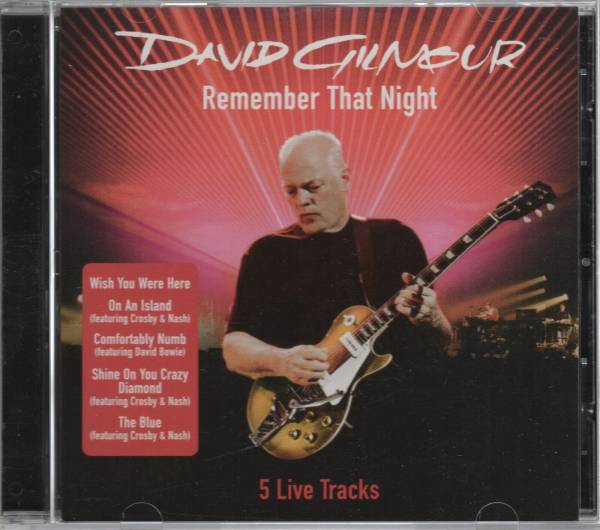 DAVID GILMOUR Remember That Night promo only CD live Pink Floyd   Bowie   CSN