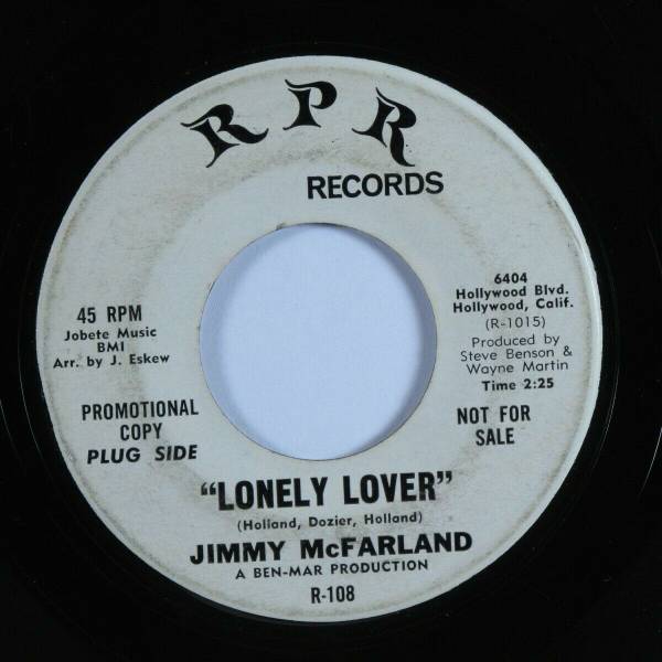 Northern Soul 45 JIMMY MCFARLAND Lonely Lover RPR promo HEAR