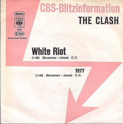 THE CLASH    WHITE RIOT    GERMAN PROMO 7  45RPM Vinyl VERY RARE     