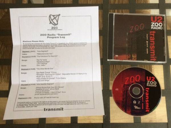 U2  Zoo Radio Transmit   Rare Limited Edition USA Promo CD   Transmission Sheet