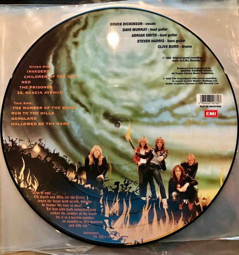 Iron Maiden DIFFERENT picture disc lp The number of the beast near MINT