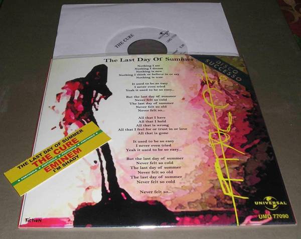THE CURE The Last Day Of Summer rare italian DJ special cover  vinyl 7  Eminem