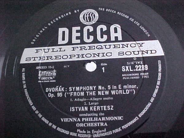 SXL 2289 DVORAK Symphony no  5 KERTESZ First Press UK Decca LP MINT  WBG