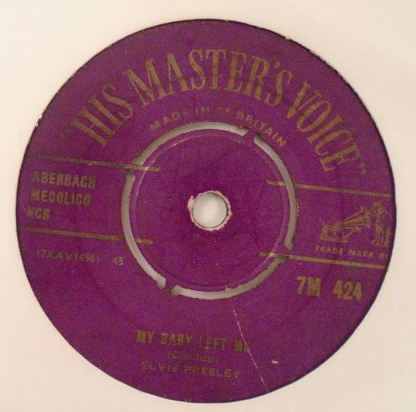 Elvis Presley  My Baby Left Me Rare 1956 7  Vinyl Single HMV  7M424 Gold Print 