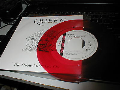 QUEEN THE SHOW MUST GO ON  VERY RARE FAN CLUB ITALY NUMBERED RED VINYL 7 PS