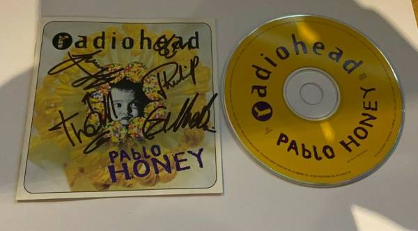 Radiohead Signed  Pablo Honey CD   Album Cover with COA