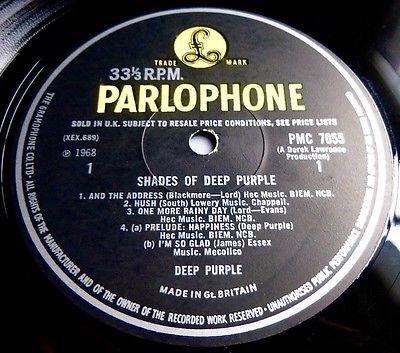 DEEP PURPLE Shades Of Deep Purple 1968 UK PARLOPHONE 1st  MONO    SUPERB COPY