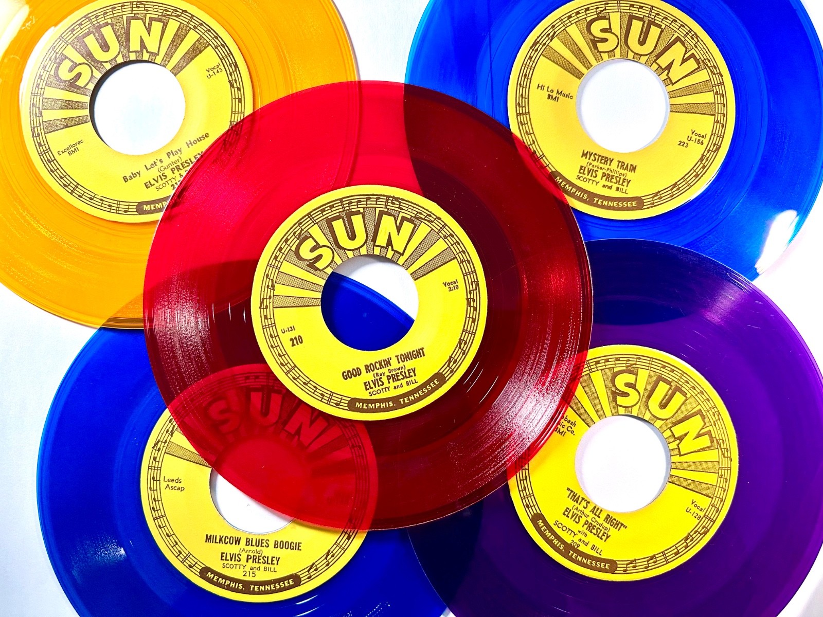 Elvis Presley 5 x SUN Records Rare Colour Vinyl Mariano Repro Set