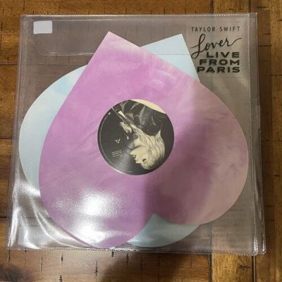 Lover Live from Paris Heart Shaped Pink   Blue Vinyl   Taylor Swift