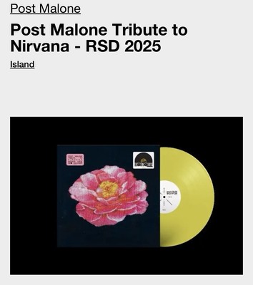 RSD 2025 - POST MALONE Tribute To NIRVANA Record Store Day Yellow Vinyl LP -NEW 