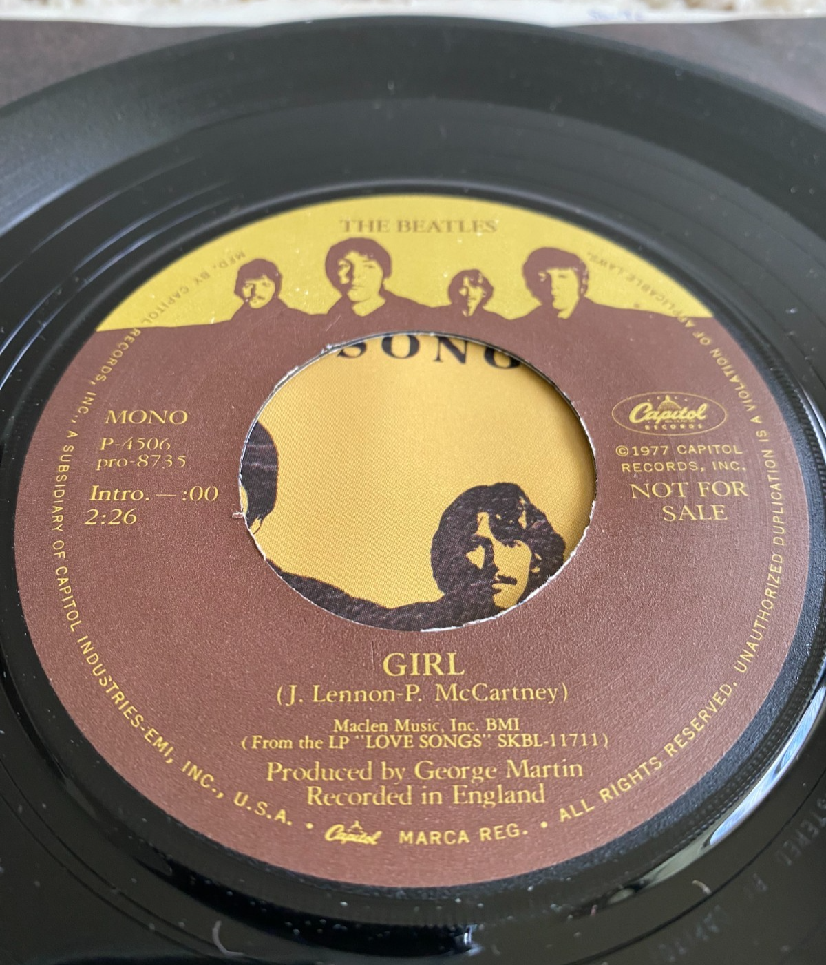 Extremely Rare Beatles Girl Unreleased Promo 45 Original Black VG   Vinyl w/ PS