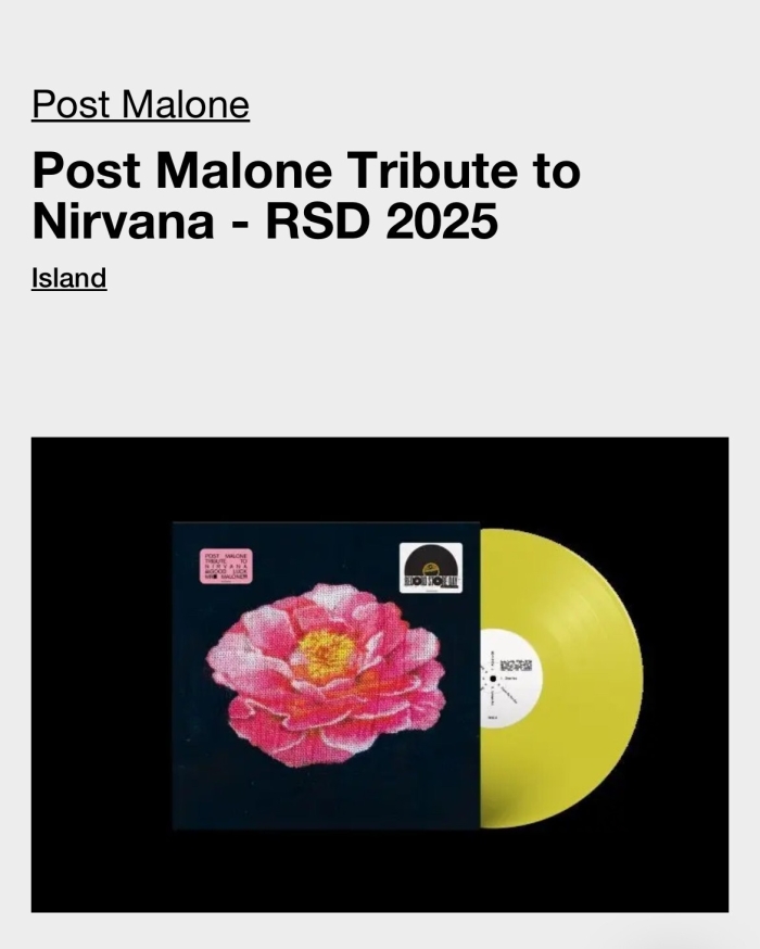 Post Malone Tribute to Nirvana LP Vinyl RSD 2025 New