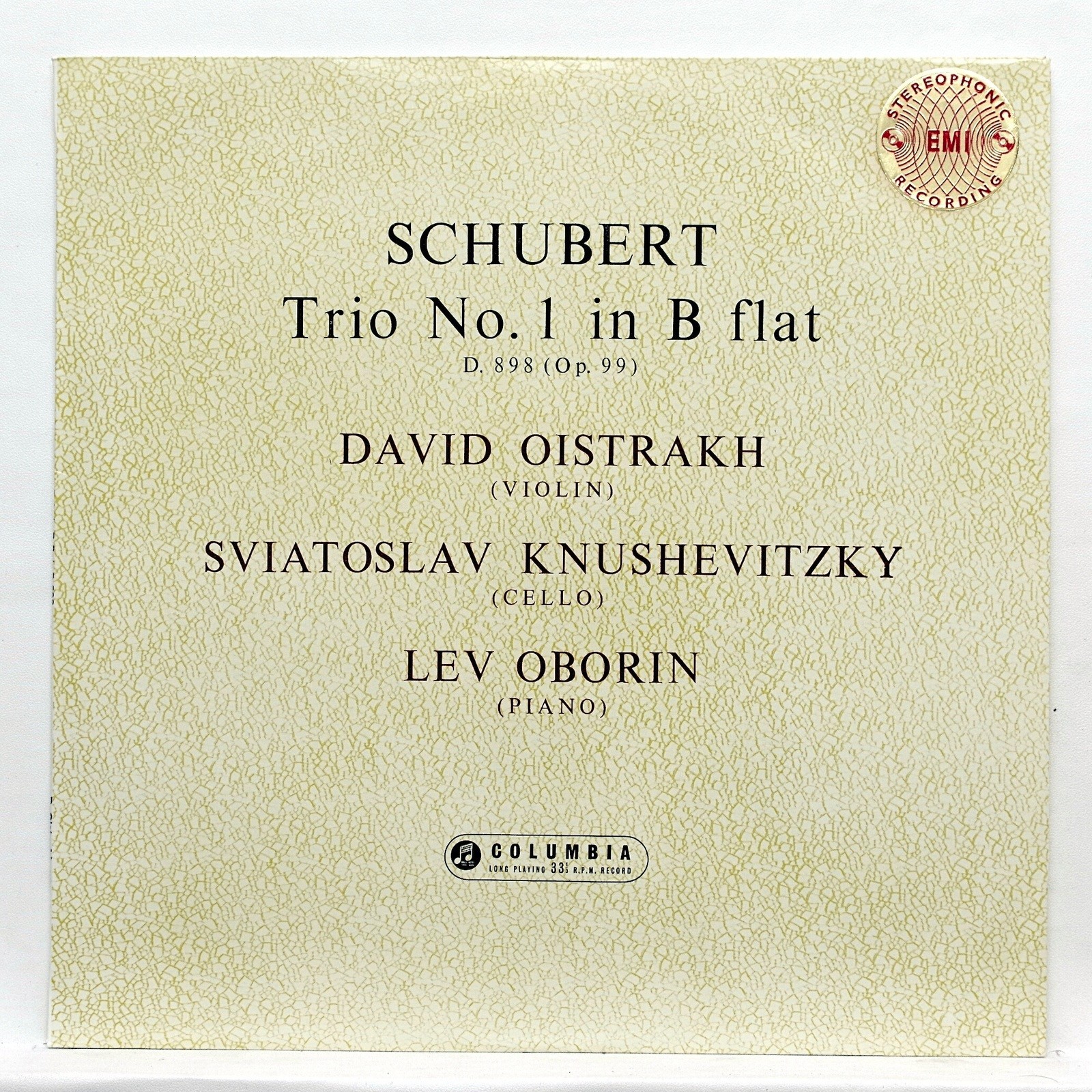 SAXF 161         OISTRAKH KNOUHEVITZKY         BEETHOVEN trio  1         COLUMBIA stereo LP EX  