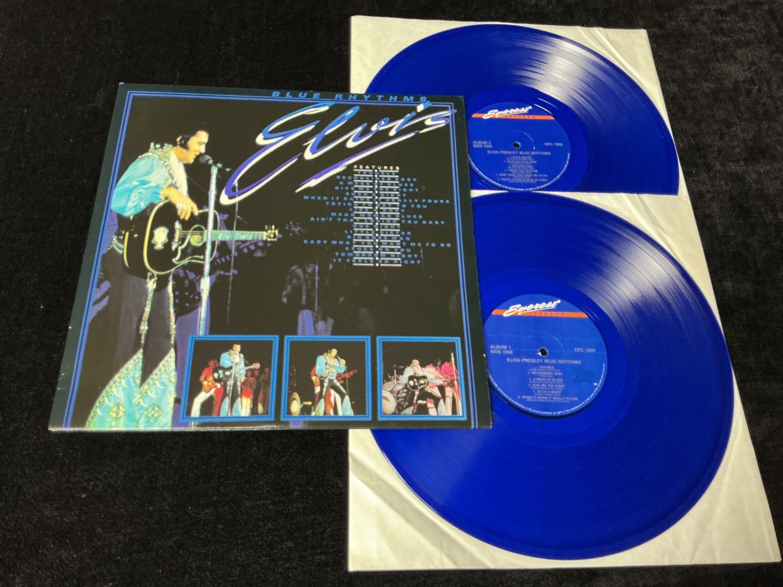 ELVIS PRESLEY 2LP BLUE RHYTHMS BLUE VINYL EVEREST LBL GATEFOLD COV. 1984 NM/MINT
