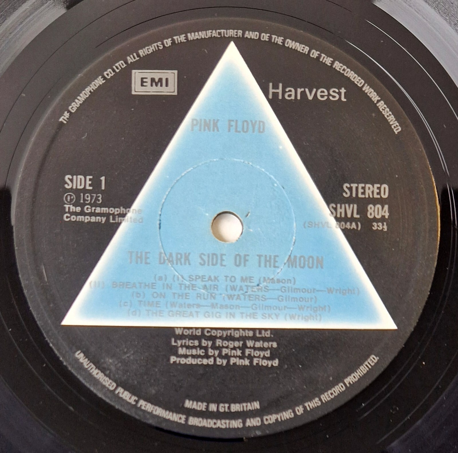 PINK FLOYD Dark Side Of The Moon UK Vinyl 1st PRESSING A2 B2 Solid Blue