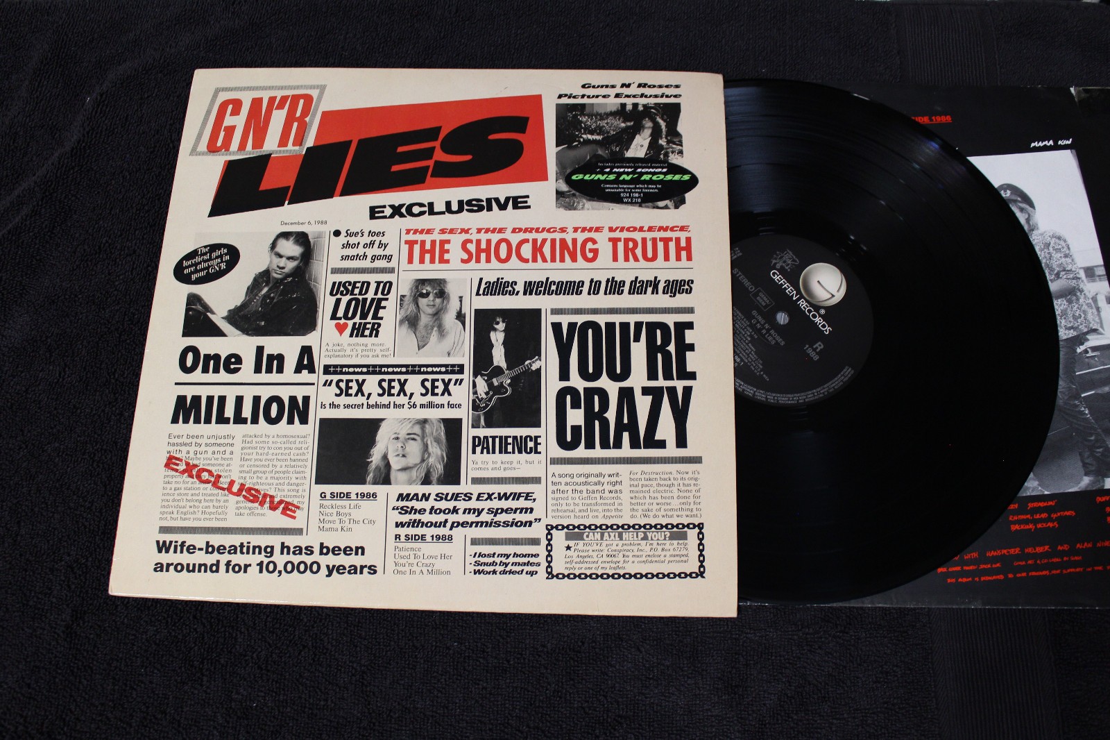 Guns N Roses - G N R Lies original EU LP slash axl patience one in million VG 
