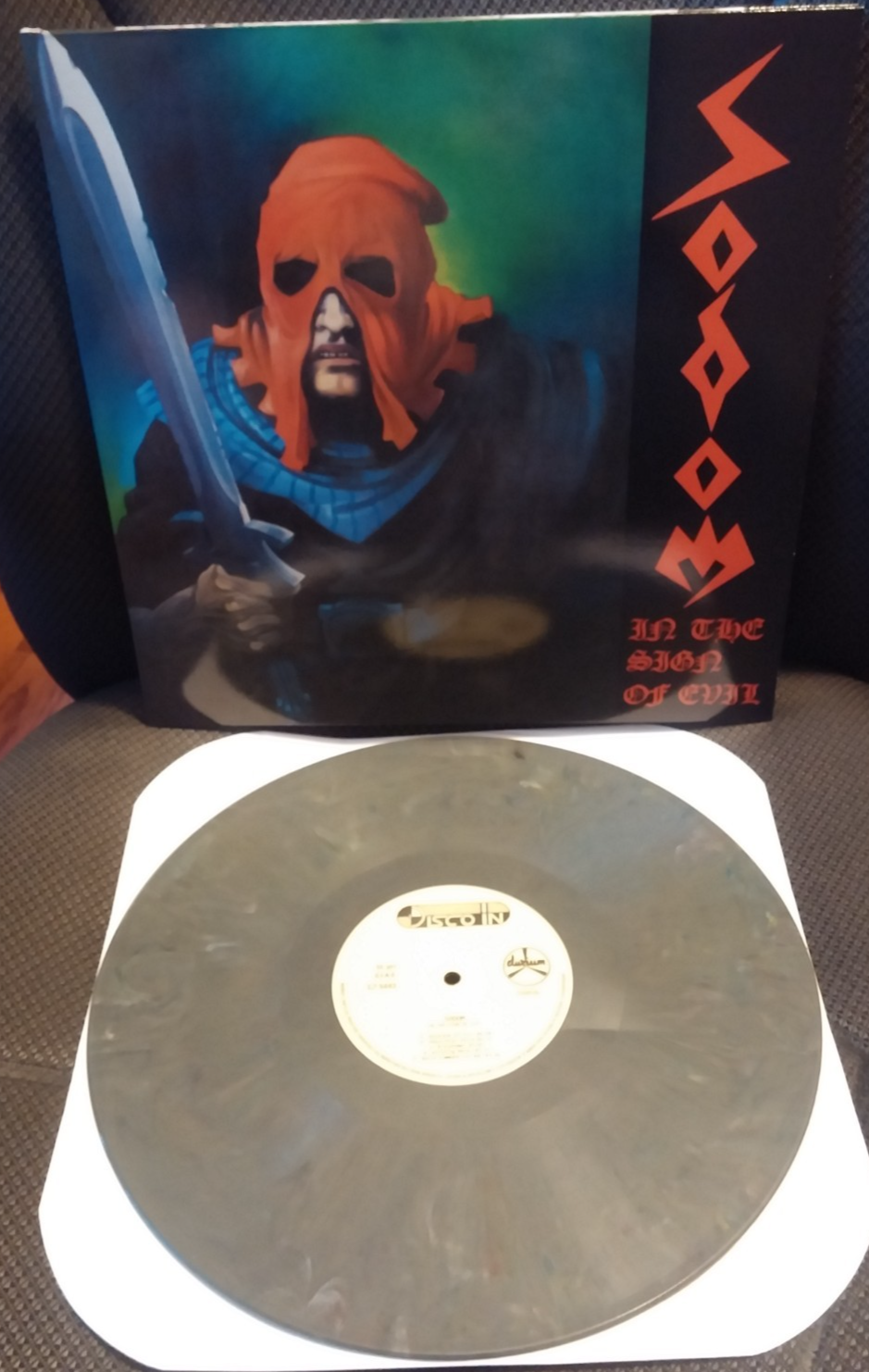 SODOM LP GREY MARBLED WAX IN THE SIGN OF EVIL HELLHAMMER APOCALYPTIC RAIDS SPLIT