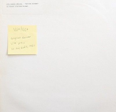 Bryan Adams US Radio Station Promo Vinyl Record VG /VG  1985  OG Receipt 