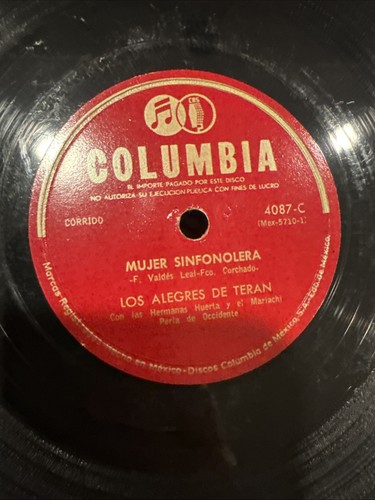 Latin 78 Columbia Los Alegres De Teran Sinfonolera Spanish Mexican Corrido Texas